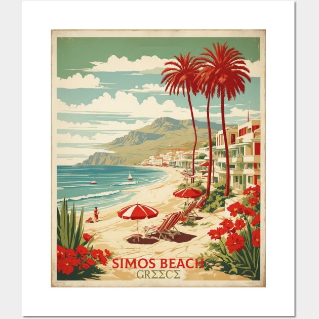 Simos Beach Greece Tourism Vintage Travel Poster Wall Art by TravelersGems